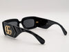 Gucci Black Gold Rectangle Sunglasses Interlocking GG Logo