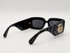 Gucci Black Gold Rectangle Sunglasses Interlocking GG Logo