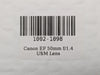 Canon EF 50mm f/1.4 USM Lens For Parts Repair Loose Focus Ring