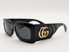 Gucci Black Gold Rectangle Sunglasses Interlocking GG Logo