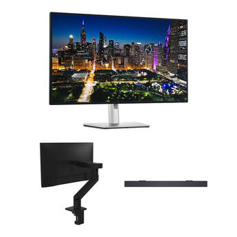 Dell UltraSharp 31.5 in 4K HDR 120 Hz Monitor with Slim Soundbar & Monitor Arm