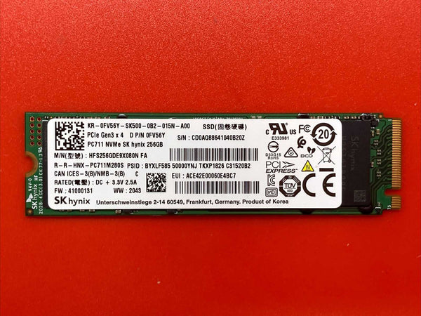 256G Hynix HFS256GDE9X080N PC711M280S M.2 2280 PCIe Gen3x4 FV56Y 0FV56Y