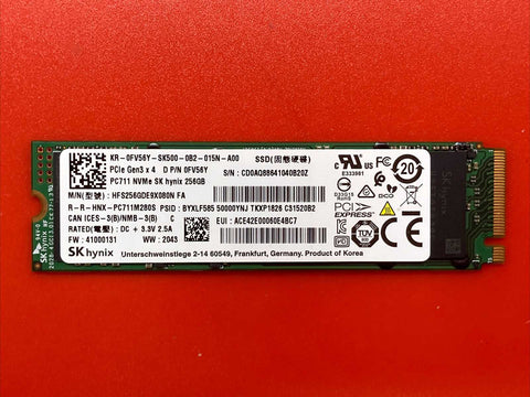 256G Hynix HFS256GDE9X080N PC711M280S M.2 2280 PCIe Gen3x4 FV56Y 0FV56Y