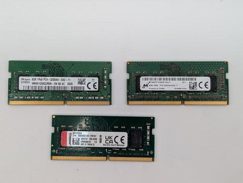 3 X Assorted 3200MT/s 8GB DDR4 SODIMM RAM | Ships Free