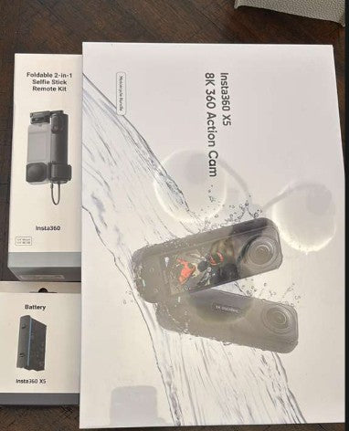 Insta360 X5 8K 360 Action Camera Waterproof Black Motorcycle Bundle