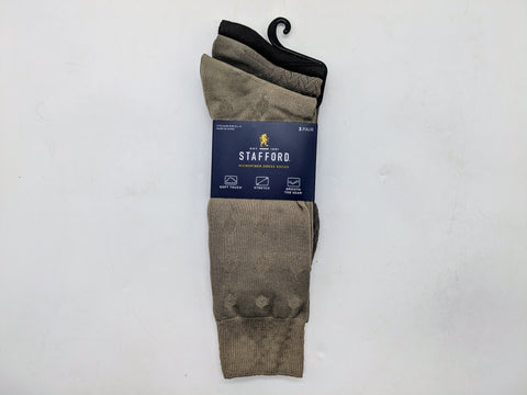 Stafford Dress Socks For Men (3 Pair) BEIGE GEOMETRIC Size 10=13