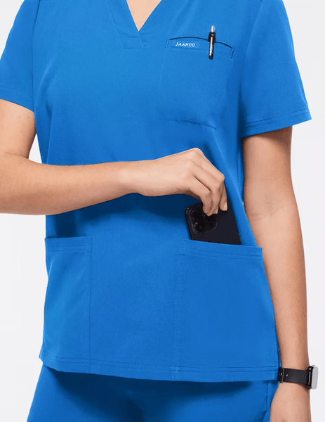 Jaanuu Relaxed 3-pocket Top Scrubs Royal Blue Women’s size XS Extra Small