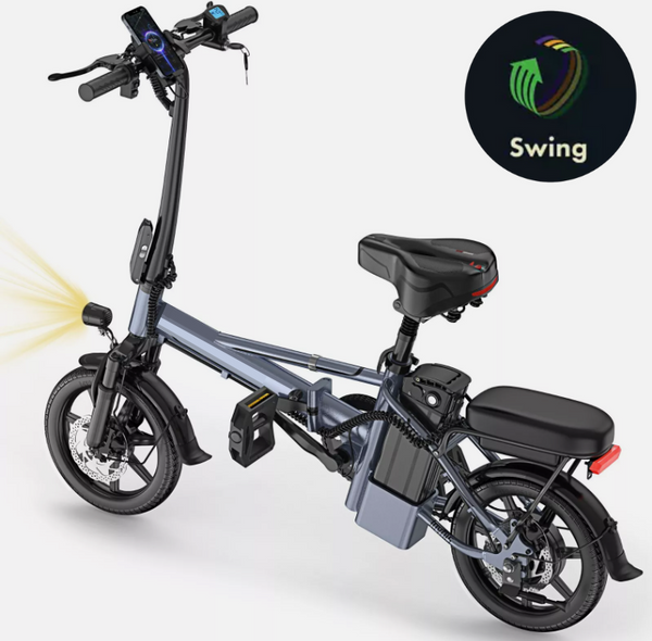 Folding Electric Bike 350W 48V 10.5Ah 22MPH 21-28Mi 14in Seat Commuter Adult