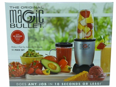 The Original Magic Bullet 11 Piece Set Blender & Mixer, Small, Silver, Brand New