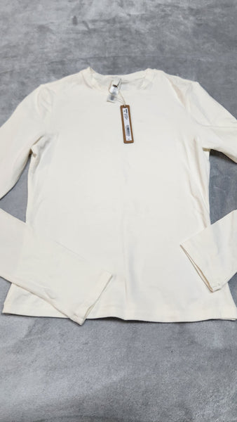 Skims Marble White Cotton Jersey Long Sleeve T-Shirt | Size XS Extra Small | NWT