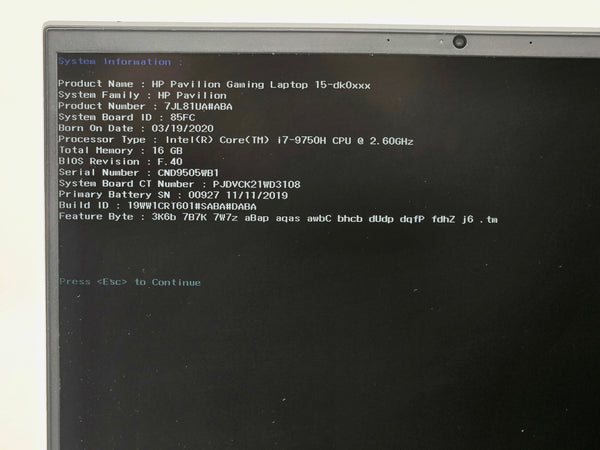 HP Pavilion Gaming 15-dk0046nr i7-9750H GTX 1650 16GB 256GB SSD FHD Win11 Read