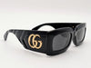 Gucci Black Gold Rectangle Sunglasses Interlocking GG Logo