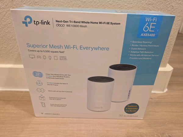 TP-LINK Deco WE10800 AXE5400 Wi-Fi 6E Router Mesh System - White (2-Pack)