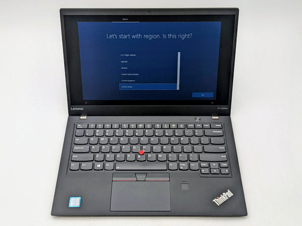 Lenovo ThinkPad X1 Carbon 5th Gen 14 FHD I7-7600U 512GB SSD 16GB W10P Webcam FPR