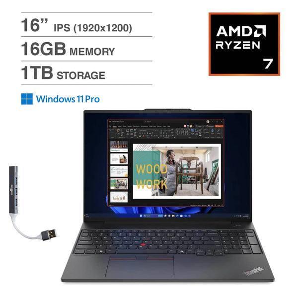 Lenovo - Upgraded - ThinkPad E16 16.0 WUXGA Display Ryzen 7 7735U 1TB 16GB RAM