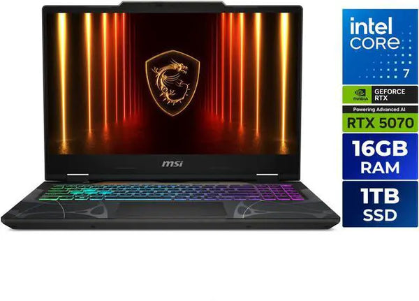 MSI Cyborg 15 15.6 in GeForce RTX 5070 GPU Core 7 240H 16GB RAM 1TB SSD 144 Hz