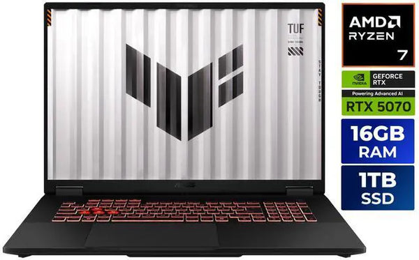 ASUS TUF 18 in WQXGA 240 Hz Ryzen 7 260 GeForce RTX 5070 GPU 16GB RAM 1TB PCIe