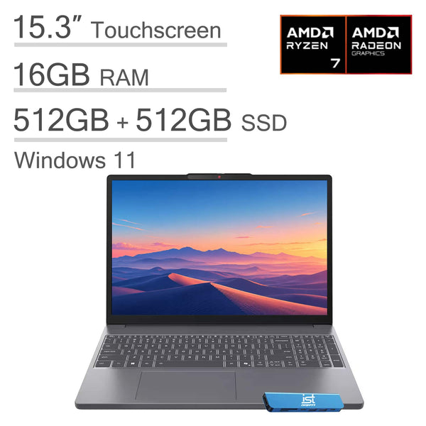 Lenovo - Upgraded - IdeaPad Slim 3 15.3 in FHD+ Touchscreen - AMD Ryzen 7 170