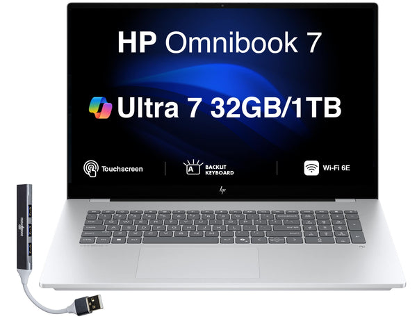 HP - Upgraded - Omnibook 7 17.3 FHD Display Ultra 7 258V 1TB SSD 32GB RAM