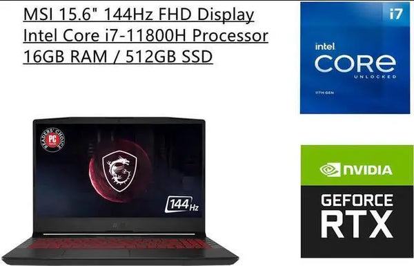 MSI 15.6 in 144Hz FHD 1080p Display i7-11800H NVIDIA GeForce RTX 3070 16GB RAM