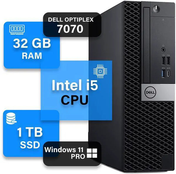 DELL Optiplex 7070 SFF W11 Pro Business Desktop Intel I5-8500 CPU 1TB NVMe