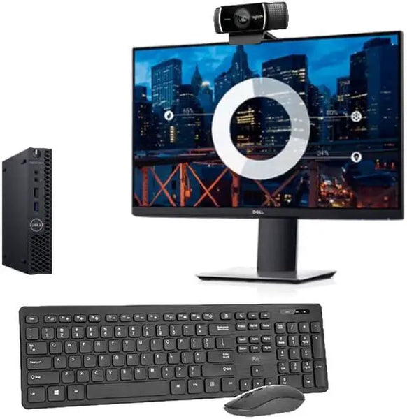 Dell OptiPlex 3070 Micro Workstation Bundle Wireless Keyboard and Mouse 24in