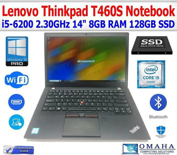 LENOVO THINKPAD T460S i5-6200 8GB RAM 128GB SSD WIN10 PRO / 14.0in