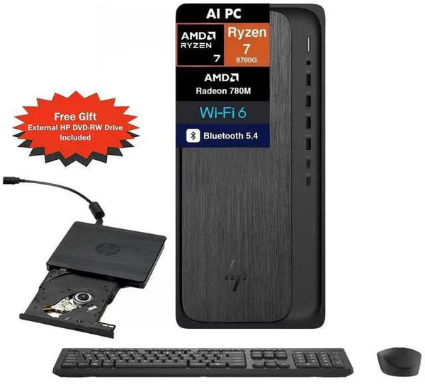 HP OmniDesk Tower Ryzen 7 AI 16 NPU TOPS AMD Radeon 780M Ryzen 7 8700G