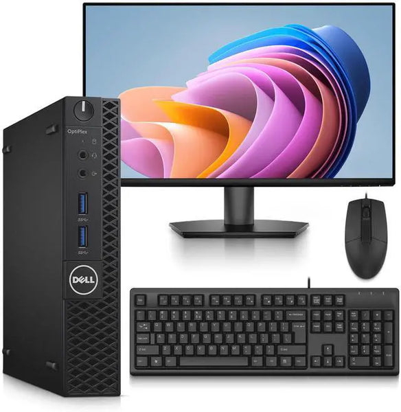 DELL 3050 Desktop Mini i5-7500T 8GB RAM 256GB SSD W11 Pro 24 in Monitor Micro