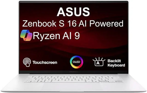 ASUS Zenbook S 16 AI 16.0 in Touch OLED 2.8K Display Ryzen AI 9 365 24GB LPDDR5X