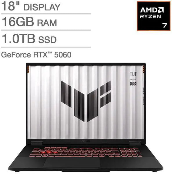 ASUS TUF 18 in FHD+ Ryzen 7 260 16GB DDR5 1TB SSD NVIDIA GeForce RTX 5060 W11