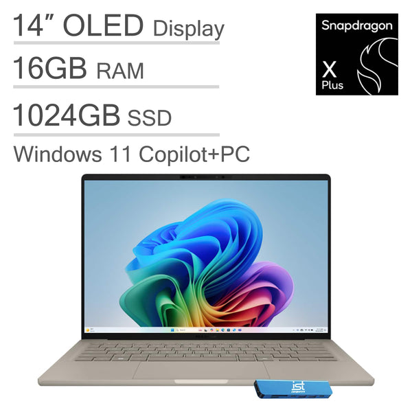 ASUS - Upgraded - Zenbook A14 14 in FHD+ OLED - Snapdragon X Plus 2025 - 16GB