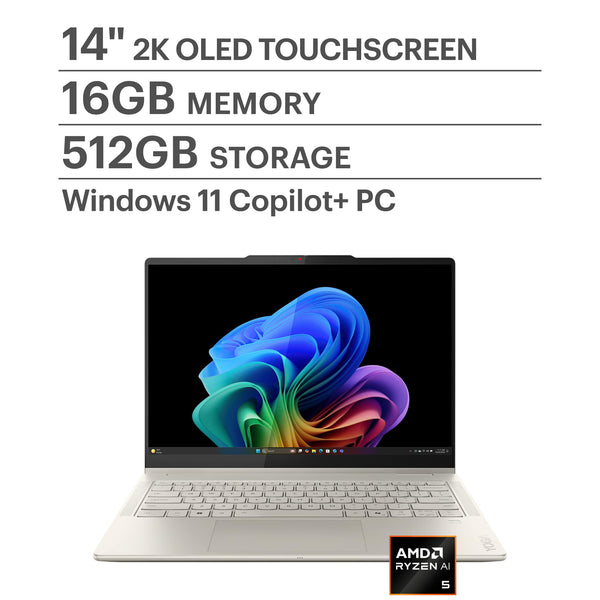 Lenovo - Yoga 7 2-in-1 - Copilot+ - 14 in 2K OLED Touchscreen Ryzen AI 5 340