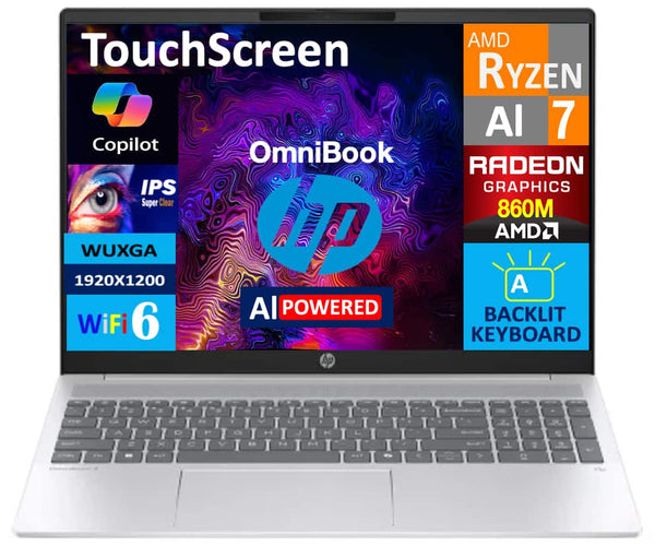 HP - OmniBook 5 Ryzen AI 7 350 1TB PCIe SSD 16.0 Touch WUXGA 32GB RAM