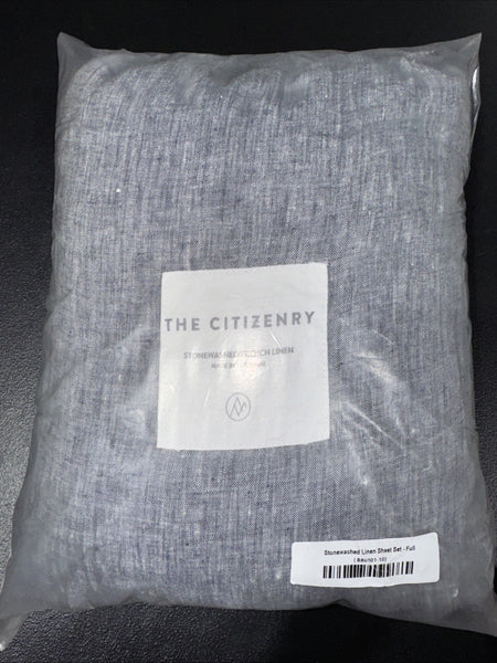 Citizenry Stonewashed Linen Sheet Set - Full Size - Indigo Chambray