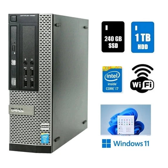 Dell Restored Dell OptiPlex 9020 SFF Core i7 Desktop 32GB Ram 1TB HDD 240GB