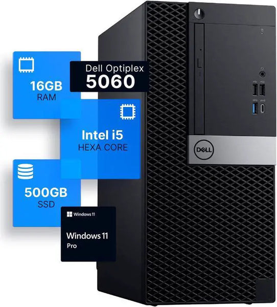 Dell Optiplex 5060 Tower Desktop Intel i5-8500 3.2 16GB RAM 500GB SSD Solid