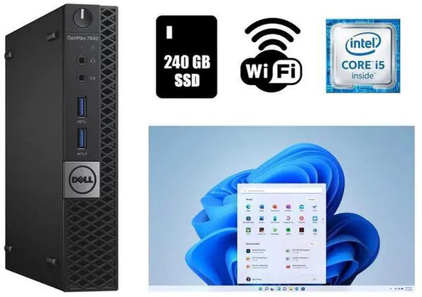 Dell OptiPlex 7040 Micro Core i5 Desktop 16GB RAM 240GB SSD W11 Pro i5-6700T