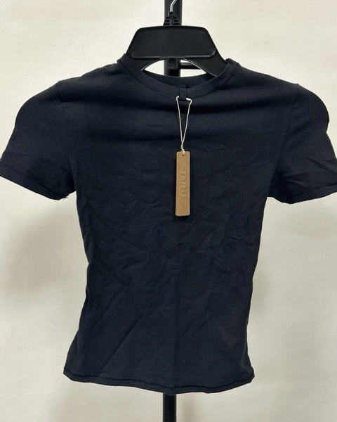Skims Cotton Jersey Short Sleeved Tee - Soot - Size XS