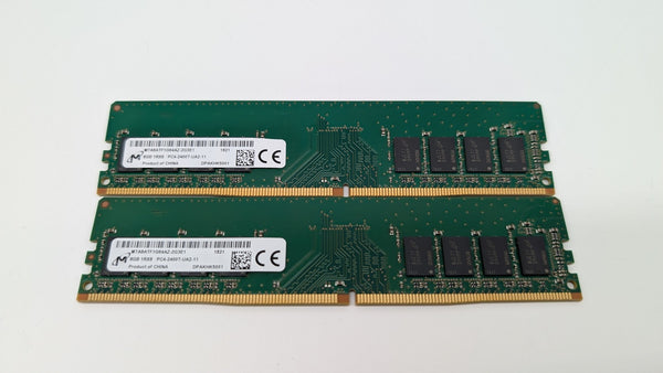 Micron 16GB Kit (2x8GB) 1Rx8 PC4-2400T Desktop RAM (MTA8ATF1G64AZ-2G6E1)