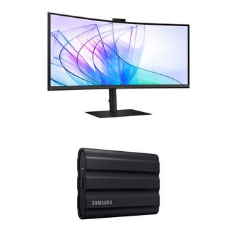 Samsung ViewFinity S65VC 34 in 1440p Curved Ultrawide Webcam Monitor & 4TB T7
