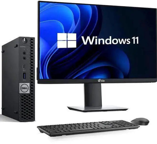 DELL 3050 Desktop Mini Intel Core i5-7500T 8GB DDR4 RAM 128GB SSD 24 Inch LED
