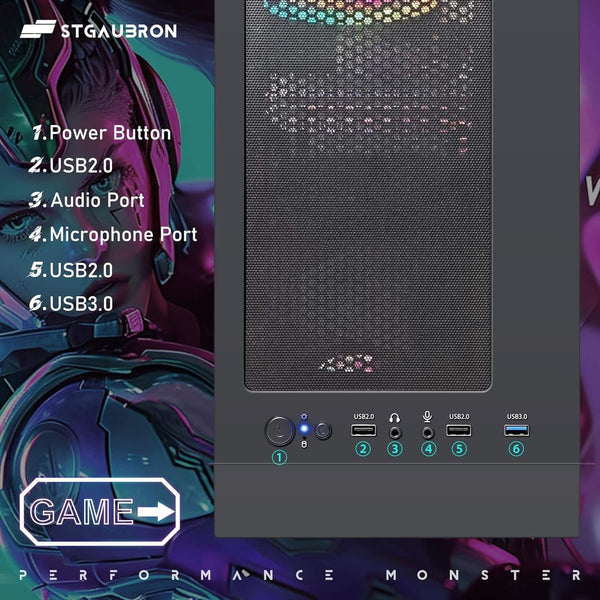 STGAubron Gaming PC, Radeon RX 560 4G Graphics, Intel 10th Gen I3 4.4Ghz, 16G DD