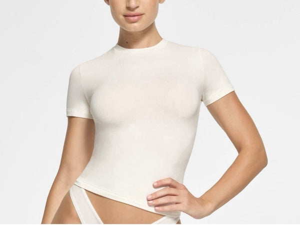 Skims Cotton Jersey T-Shirt in Light Grey, Size XS