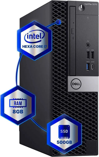 Dell Optiplex 5070 Desktop Hexa Core Intel i7 3.4 8GB RAM 500GB SSD Solid