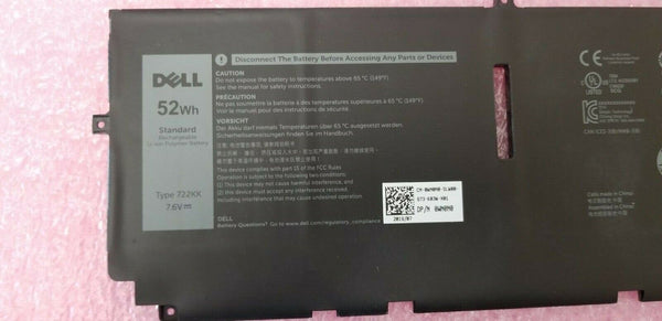 52Wh New 722KK Battery For XPS 13 9300 i5 FHD I7-1065G7 9310 9380 WN0N0 02XXFW