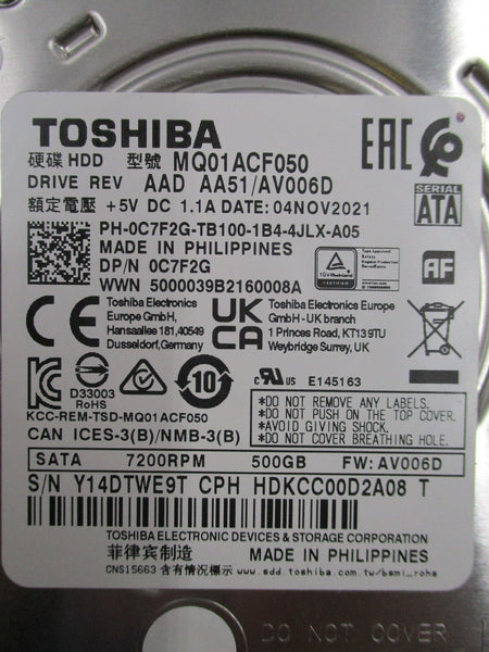 Toshiba MQ01ACF050 500GB 2.5