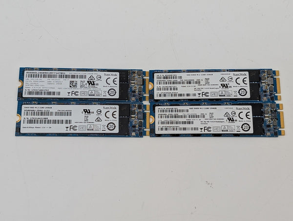 LOT OF 4 Assorted Sandisk SATA M.2 2280 SSDs