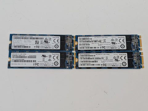 LOT OF 4 Assorted Sandisk SATA M.2 2280 SSDs