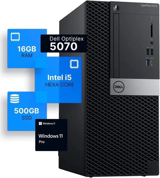 Dell Optiplex 5070 Tower Desktop Intel i5-8500 3.2 16GB RAM 500GB SSD Solid